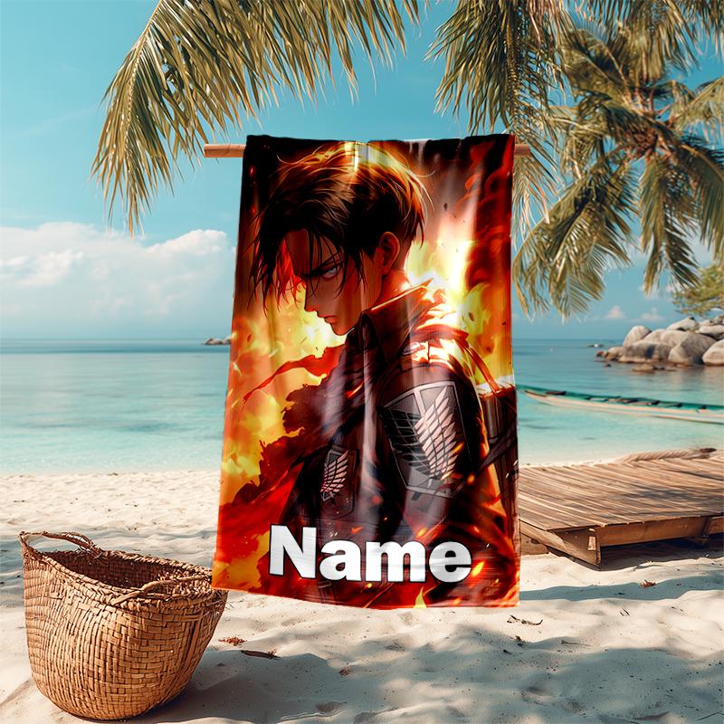 Personalized customized proof beach towel with Attack on Titan  pattern - soft, absorbent, quick-drying, perfect swimming, camping&bathing