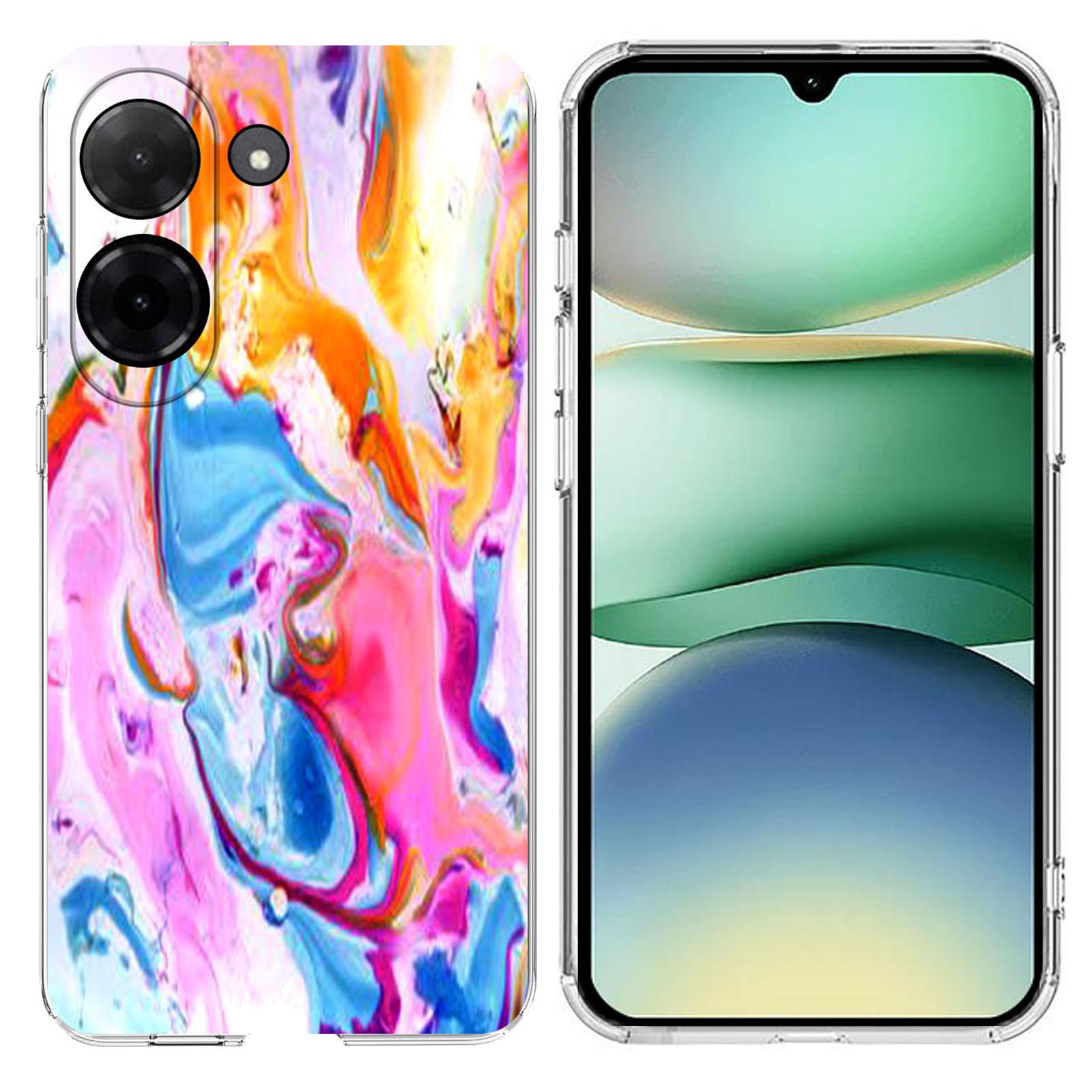 

Soft TPU Case for Xiaomi Redmi A5 4G (171.7mm)/Poco C71 4G Marble Pattern Printing Phone Cover Colorful