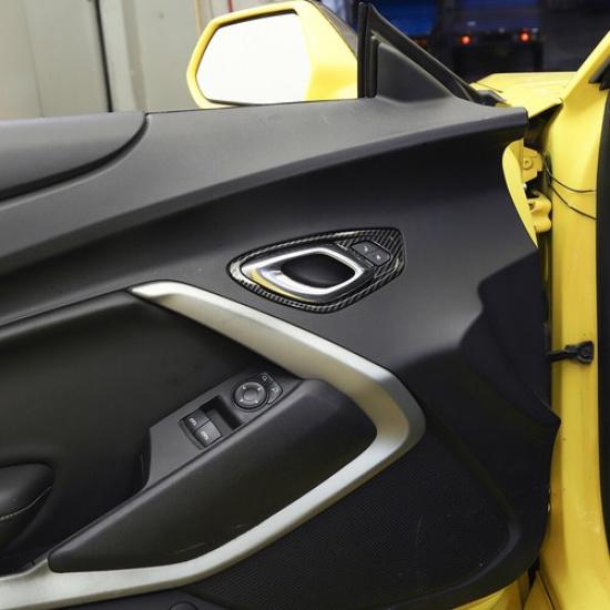 Carbon Fiber Interior Door Handle Cover Bezel Trim For Chevrolet Camaro 2017+