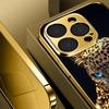 Diamant-inlaid Leopardenmuster Glas-Handyhülle geeignet für iPhone 17 16 15 14 13 12 11Pro/Max/Plus stoßfeste Rückseite