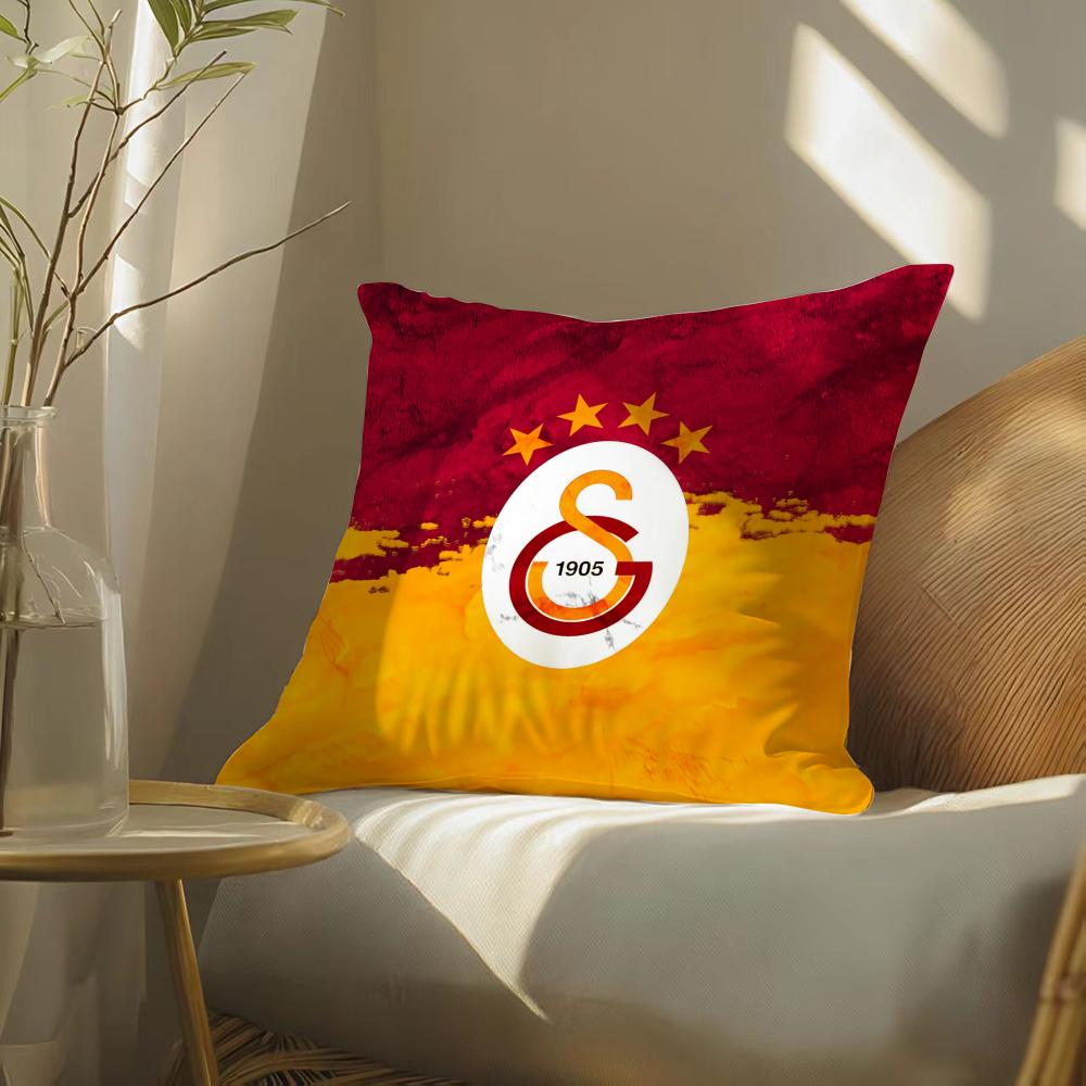 Fußball Funs G-Galatasaray Kissenbezug Beidseitig Plüsch Sofa Kissenbezüge Bio Atmungsaktiv Versteckter Reißverschluss Peach skin 18*18(CM)-1Pcs