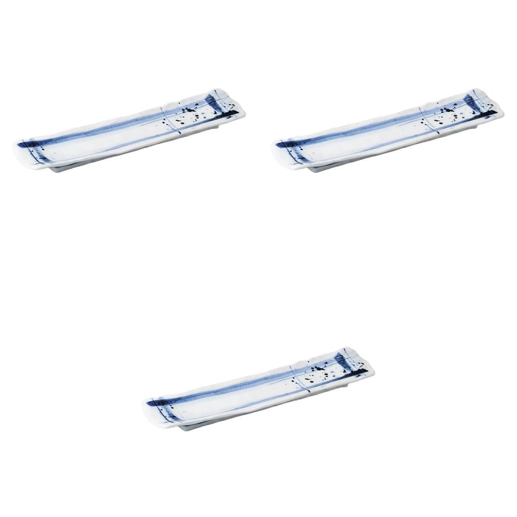 Set of 3 Gosu Lattice 3 Shaku Long x x Extra Large Narrow Plates by Setomonohonpo Plates, [41.2 9.8 2.3 cm]