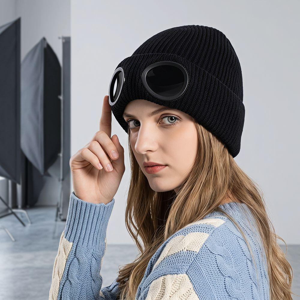 Windproof Winter Glasses Caps Removable Glasses Knitted Hat Warm Ski Mask Hats Climbing Mountains