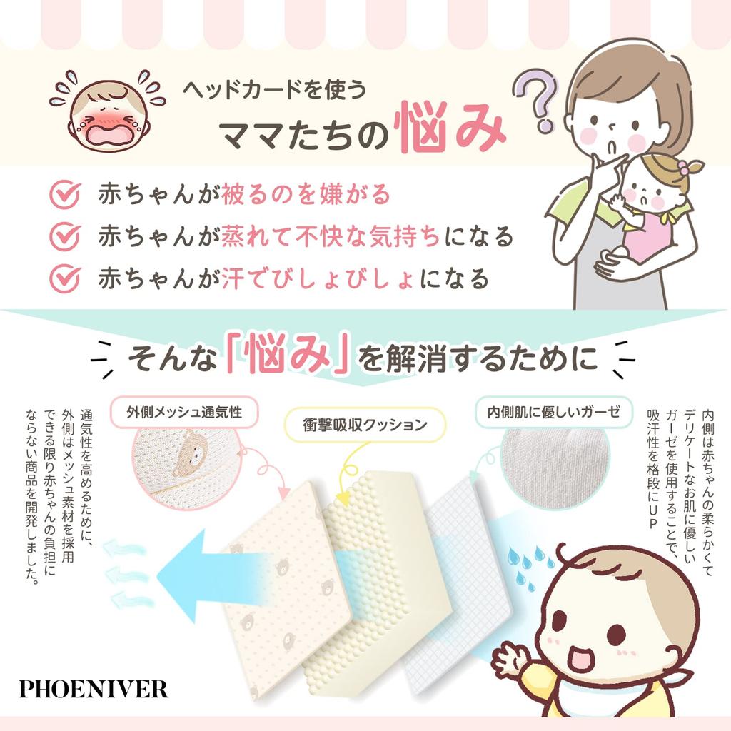 PHOENIVER Baby Helmet Rocking Horse Breathable Mesh Baby Baby Baby Fall and Includes Fitting with Childcare (with Ears) - Playpen, Hood, Sensor,