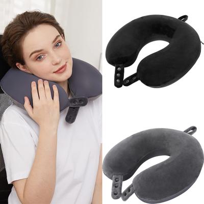 Travel Pillow Memory Foam Head Neck Airplane Pillow Traveling Car Home Office Travel Neck Flight Pillow Snap Strap Soft Cover