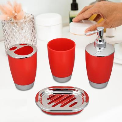 4 Pz/Set Tazza per Collutorio Kit da Bagno Tazza per Spazzolino con Posizione per Dentifricio Flacone per Lozione Sapone