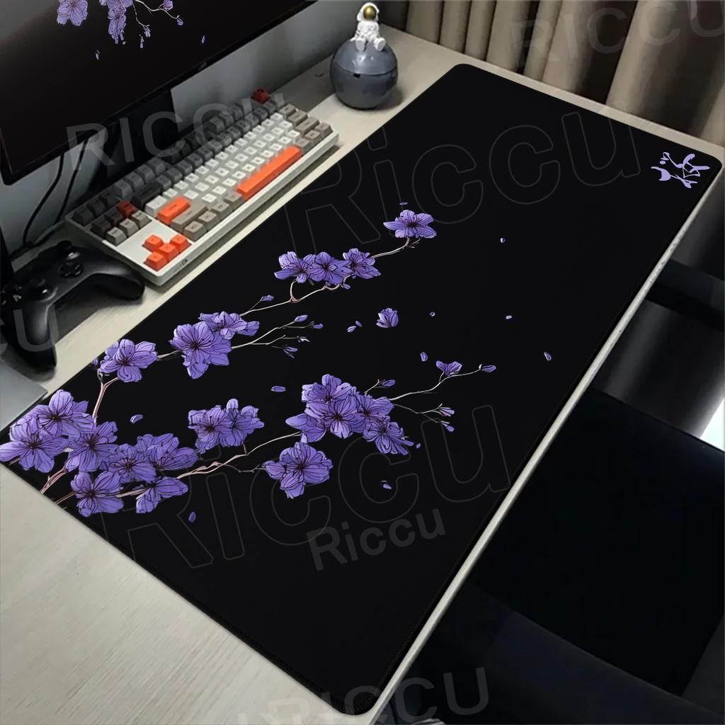 Alfombrilla de ratón Blanco y Negro Flores de cerezo japonesas Gamer Alfombrilla de ratón extendida HD XXL Alfombrillas para teclado Alfombra Gabinete de PC Alfombrillas de ratón Alfombra