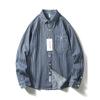 Japanese Style Vintage Stripe Denim Shirt Jacket Men Trendy Brands Autumn Long Sleeve Export Men's Clothing Casual Work Clothes Shirt