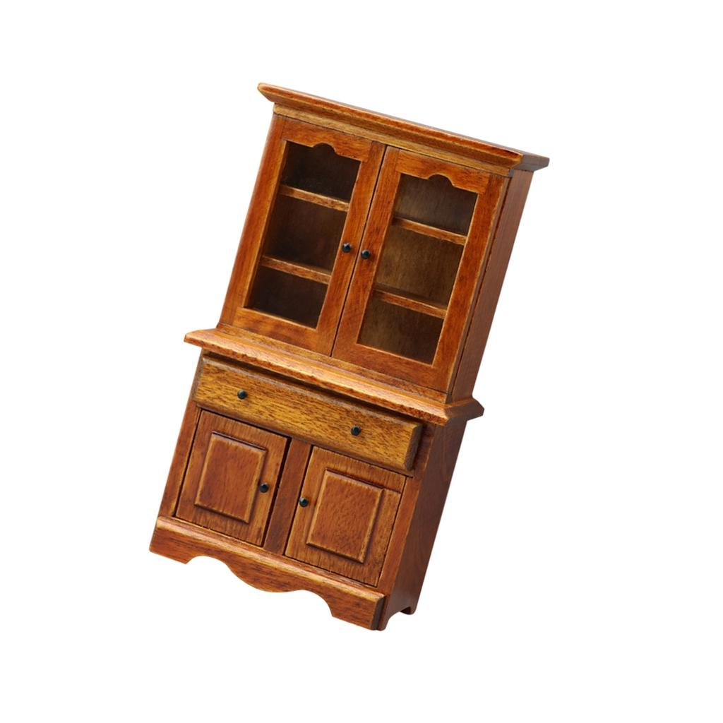 Antique Miniature Cabinet For 1/12 Doll House Room Furnishing with Functional Storage Drawer Scene Display Accessory