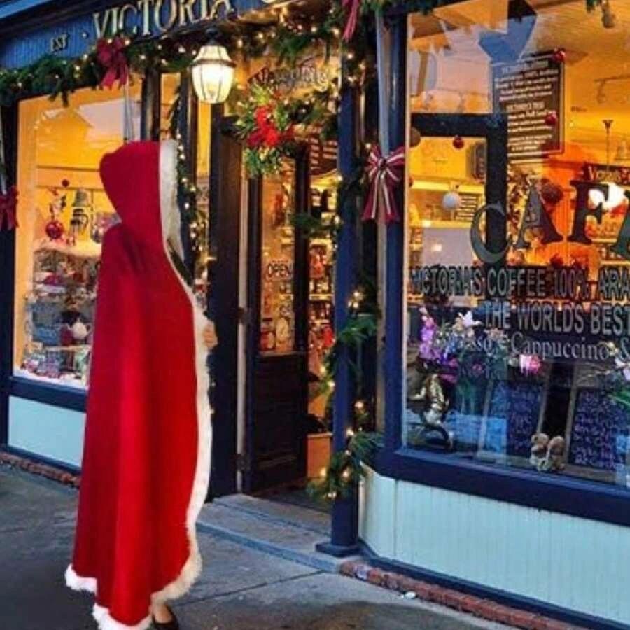 Santa Claus Hooded Cloak Shawl Christmas Cosplay Costume Cloak Photography Props Hood Cape Top for Carnival Party Outfit Gift