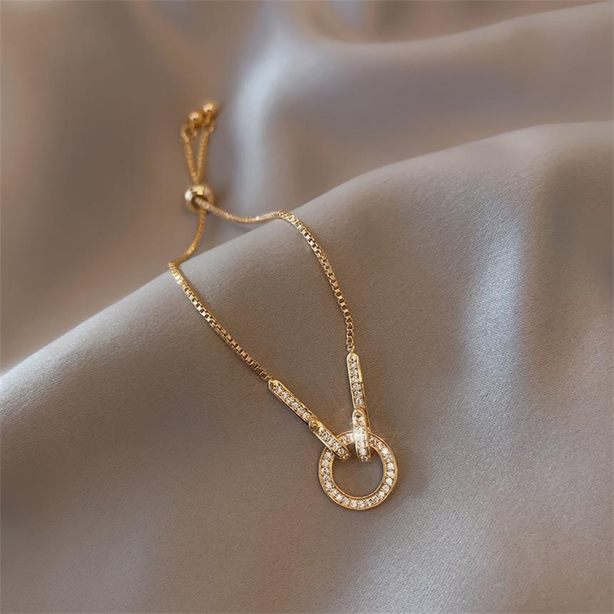 316L Edelstahl Zirkon Ring Verstellbares Kettenglied Armband Für Damen Modeschmuck Geschenk Herausziehbares Anhänger Design