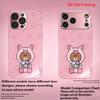 2DFlat electroplated tempered glass phone case,Cute Bear in Pink Hoodie with Flowers,suitable for iPhone 18 Pro Max 17 16 15 14 13 12 11