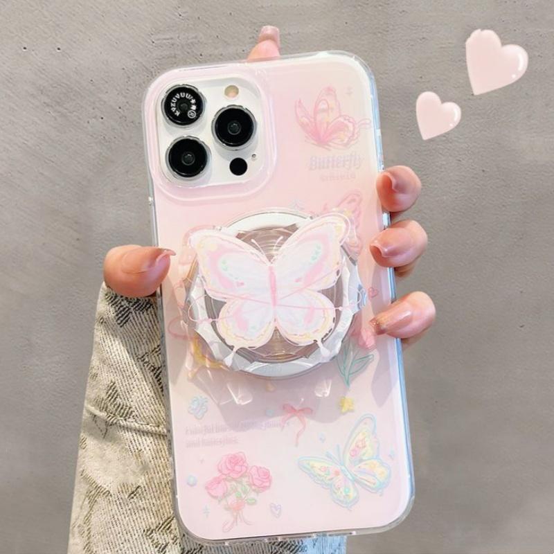 

Магнитный чехол для телефона с рисунком розы и бабочки, с подставкой, для iPhone 11 12 13 14 15 16 17 Pro max iPhone 16 Pro