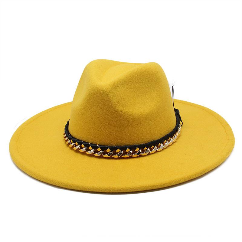 2022 Men'S And Women'S Chain Top Hat Flat Edge Straight Edge Peachheart Top Woolen Jazz Hat