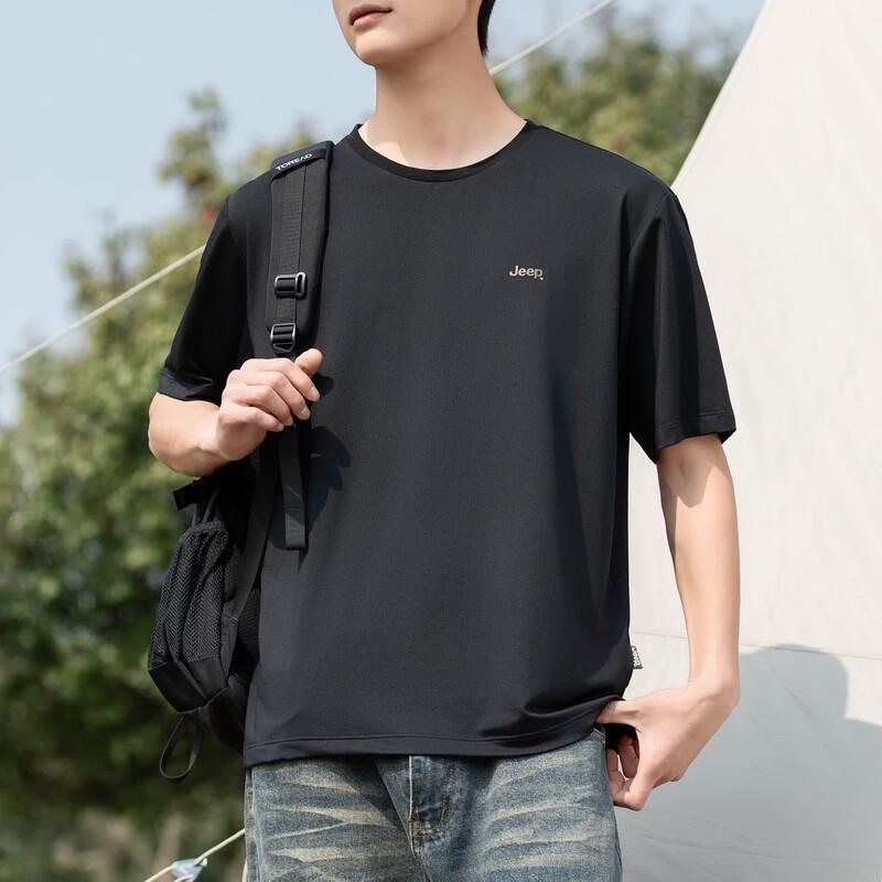 JEEP Men s Summer Solid Crew Neck Short Sleeve T-Shirt 2XL (185/100A)