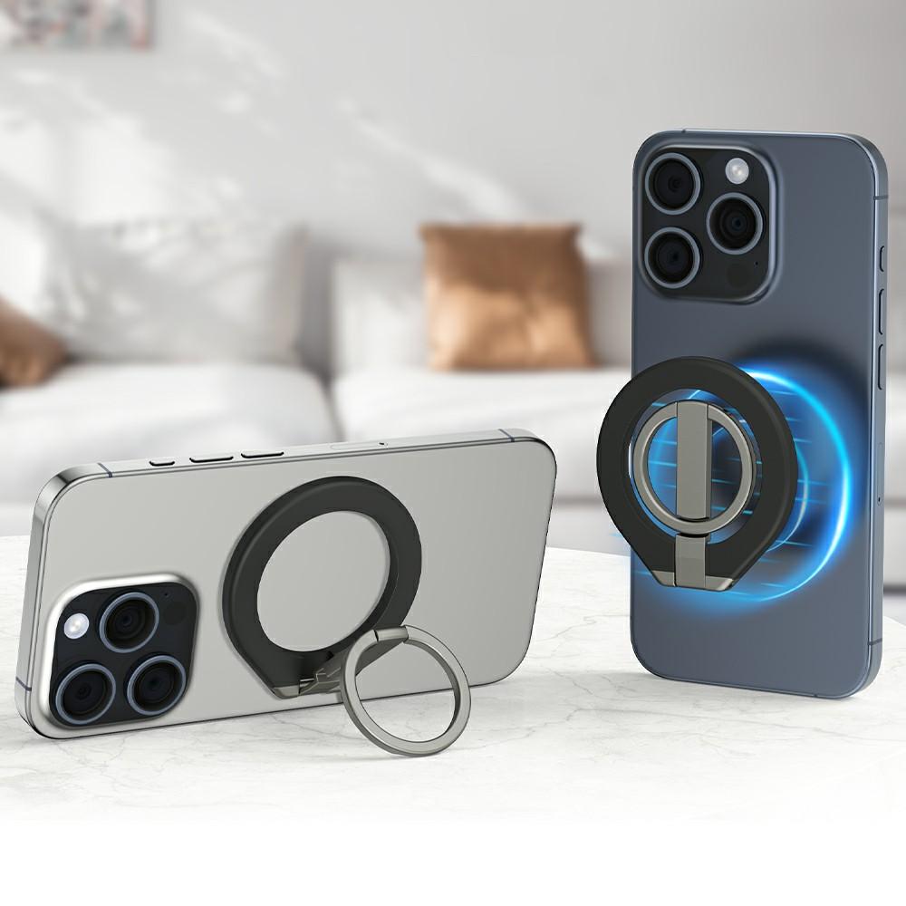 T5 Single-Sided Magnetic Desktop Phone Holder Metal Free Rotation Foldable Cellphone Stand for iPhone 16/16 Plus/16 Pro/16 Pro Max