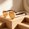 Fashion metal double beam plate sunglasses men's and women's polarized sunglasses sun protection driving glasses simple plate glasses