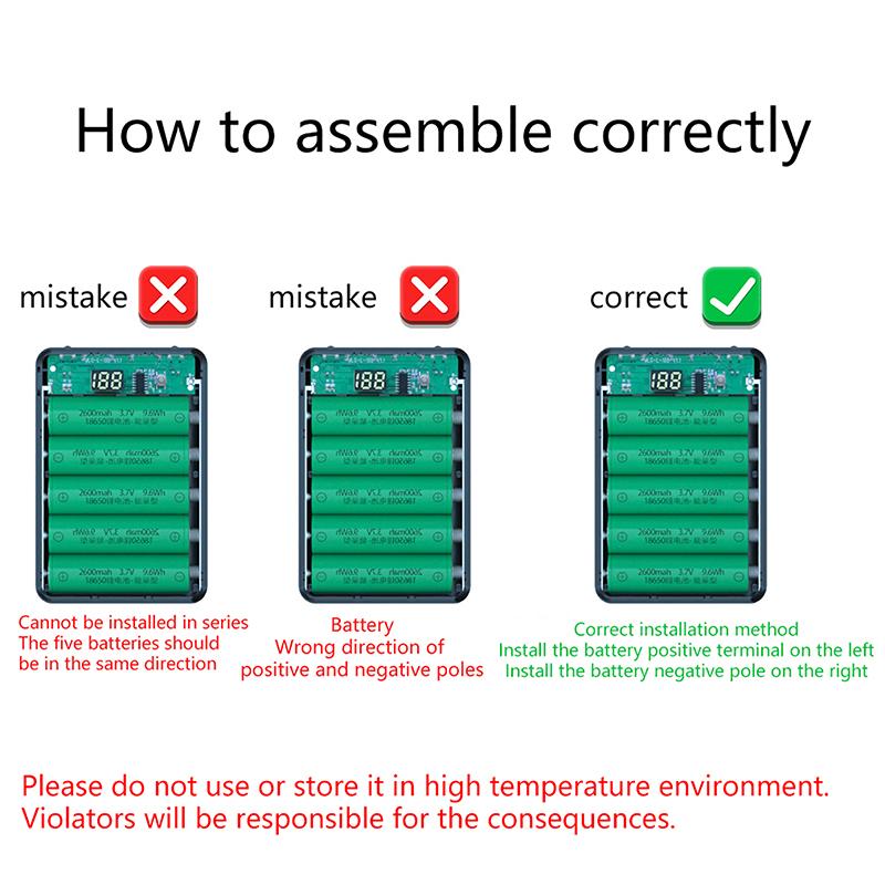Încărcător Telefon Mobil Carcasă Detașabilă DIY Baterie 5*18650 Carcasă Baterie Externă 10W Dual USB Suport Cutie Depozitare Baterii