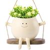 Hanging Hammock Planter Resin Hanging Swing Chair Planter Creative Smile Face Flower Container for Indoor Outdoor Plant