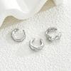 3 Stück/Set Silberfarbene Kleine Creolen für Damen Einfaches Geometrisches Minimalistisches Huggie Ohrring-Set Punk Rock Schmuckzubehör