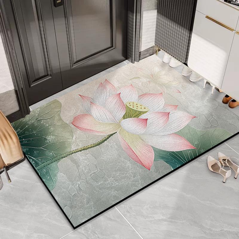 Door Lotus Silk Mat Household Door Door Dirt Mat Outdoor Dirt Resistant Dust Removal Can Be Tailored Carpet