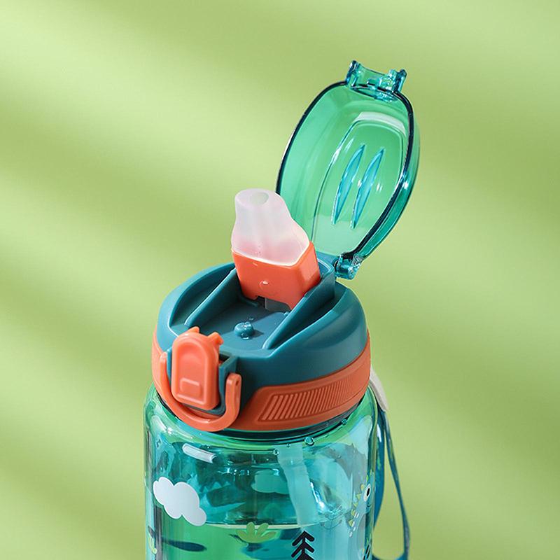 600 ml Kreskówkowy Dziecięcy Plastikowy Kubek ze Słomką Letni Studencki Kubek ze Słomką Przenośny na Zewnątrz Kreskówkowy Bidon Butelka na Wodę