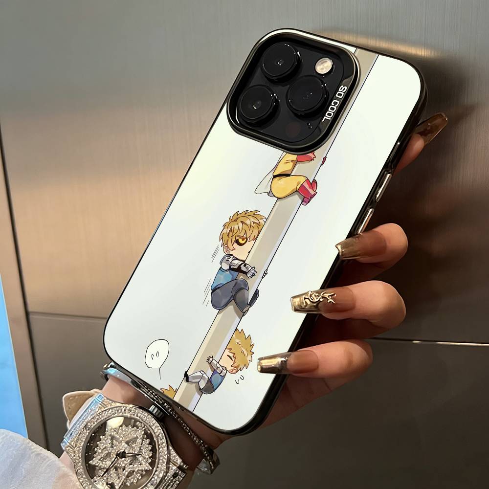 O-P-M-One-Punch -Man For iPhone 17 16 15 14 13 12 11 Pro Max XS  17 Air Silicone Colored Silver Bumper Cover