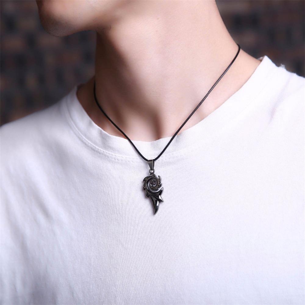 Simple Hip Hop Rock Men's Punk Dragon Flame Leather Pendant Necklace Gun Black Men's Necklace Birthday Gift Niche Party Jewelry