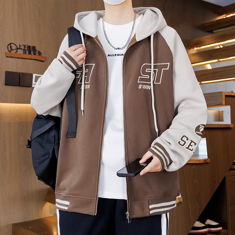 Trendig huvtröja för män: Lös casual sweatshirt för vår/höst, mångsidig långärmad topp