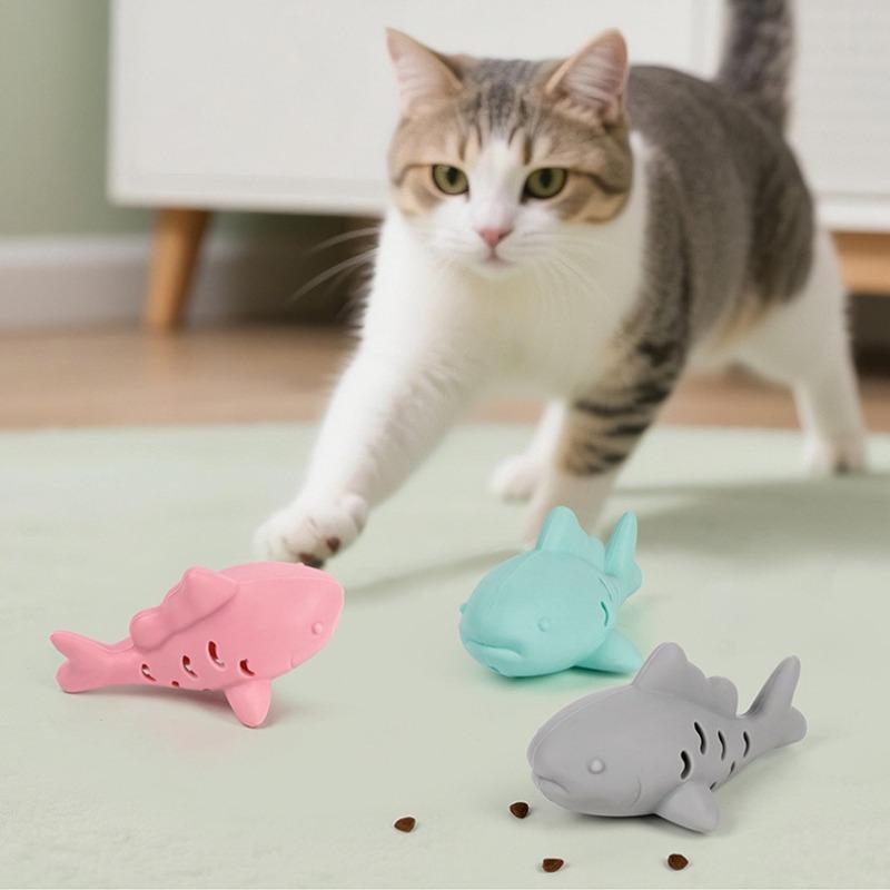 Interactive Fish Cat Toy Indoor Bite Resistant Kitten Toy Silicone Chew Cats Food Dispenser Feeder Pet Supplies
