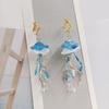 Handmade Elegant Blue Jellyfish Earrings Craft from Acrylic Materials for Casual Outings and Beach Vacations Daily Use