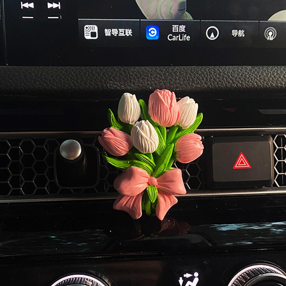 INS Tulip Car Fragrance Diffuser Stone Elegant Flower Butterfly Car Air outlet Decoration Pendant Fragrance Interior Accessories
