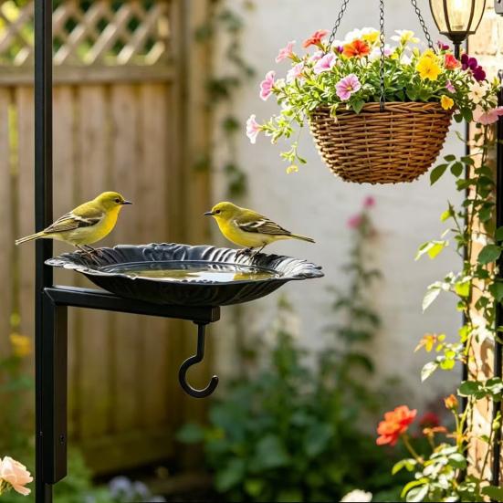 Metal Bird Feeder with Hanging Bracket Wall Mounted Bird Bath Heavy Duty Wall Hanger Hook for Planters Lanterns Wind Chimes