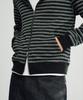 Takeasy [Crop T-Shirt Added] Striped Crop Zip-Up Hoodie (Charcoal)