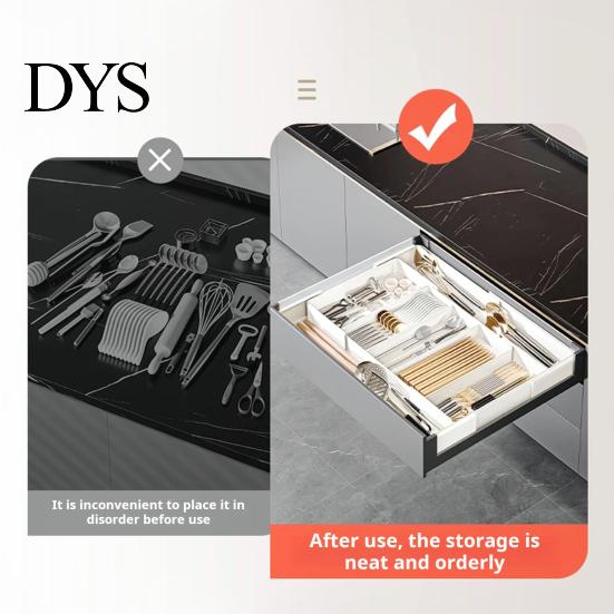 Kitchen Drawer Divider Telescopic Tableware Storage Box Classification Organization Expandable Large Capacity Multi Space-saving Utensil Holder