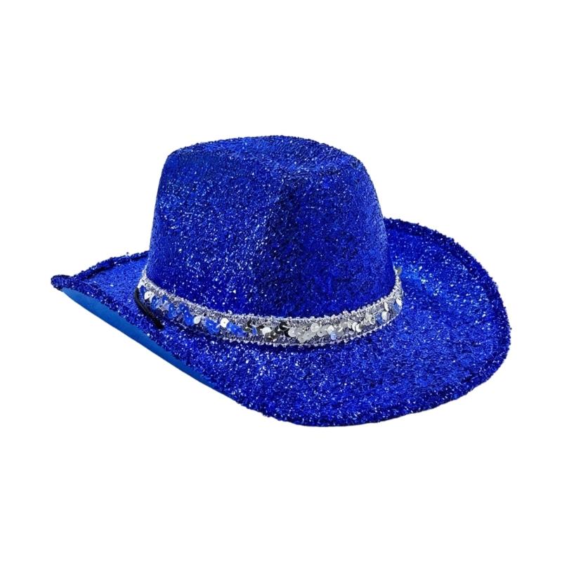 Sparkling Glitter Powder Cowboy Hats For Women Men Festival Event Gathering Cosplay Costume Accessories Stage Show Props