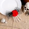 1Pc Halloween Witch Ghost Bride Decoration Side Clip Mesh Plastic/Polyester Strange Dance Rose Hairpin Dress Hair Clip