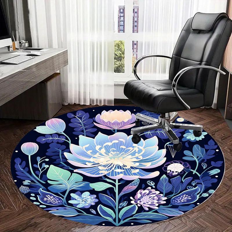 1pc Office Carpet Chair Mats Elegant Floral Circular Design Perfect for Decorating Office Chairs, Living Rooms, Or Bedrooms