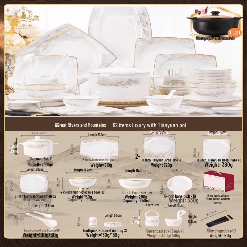 Jingdezhen Yuluo Chinese Ceramic Dinnerware Set