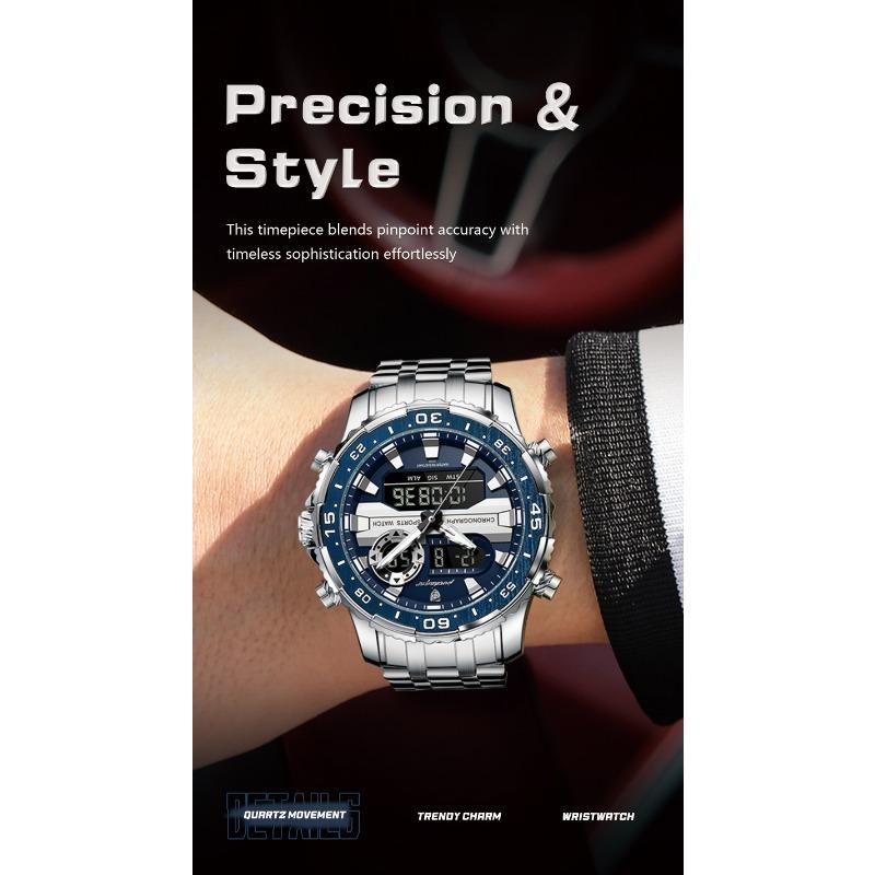 POEDAGAR Electronic Fashion Man Wristwatch Week Date LED Luminous Men Watch Dual Time Display Digital Quartz Watches
