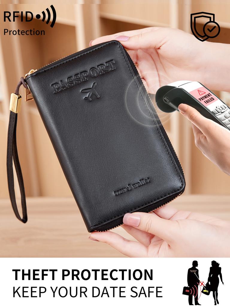 Minimalistische Retro-RFID-Passhülle, multifunktionaler Ausweishalter, Bankkartenhalter, Passhalter, hochwertiges PU-Leder, Reisezubehör