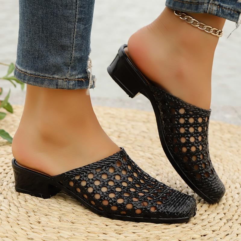 

Мода Новый Стиль Женская Летняя Обувь Предложение Повседневные Слипоны Квадратный Носок Средний Каблук Шлепанцы Сандалии Женские Пляжная Обувь Zapatos De Mujer 40 чёрный