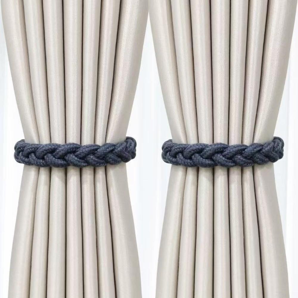 1 Pair Boho Style Braid Curtain Straps Fashion Curtain Buckle Magnetic Curtain Tieback Decoration