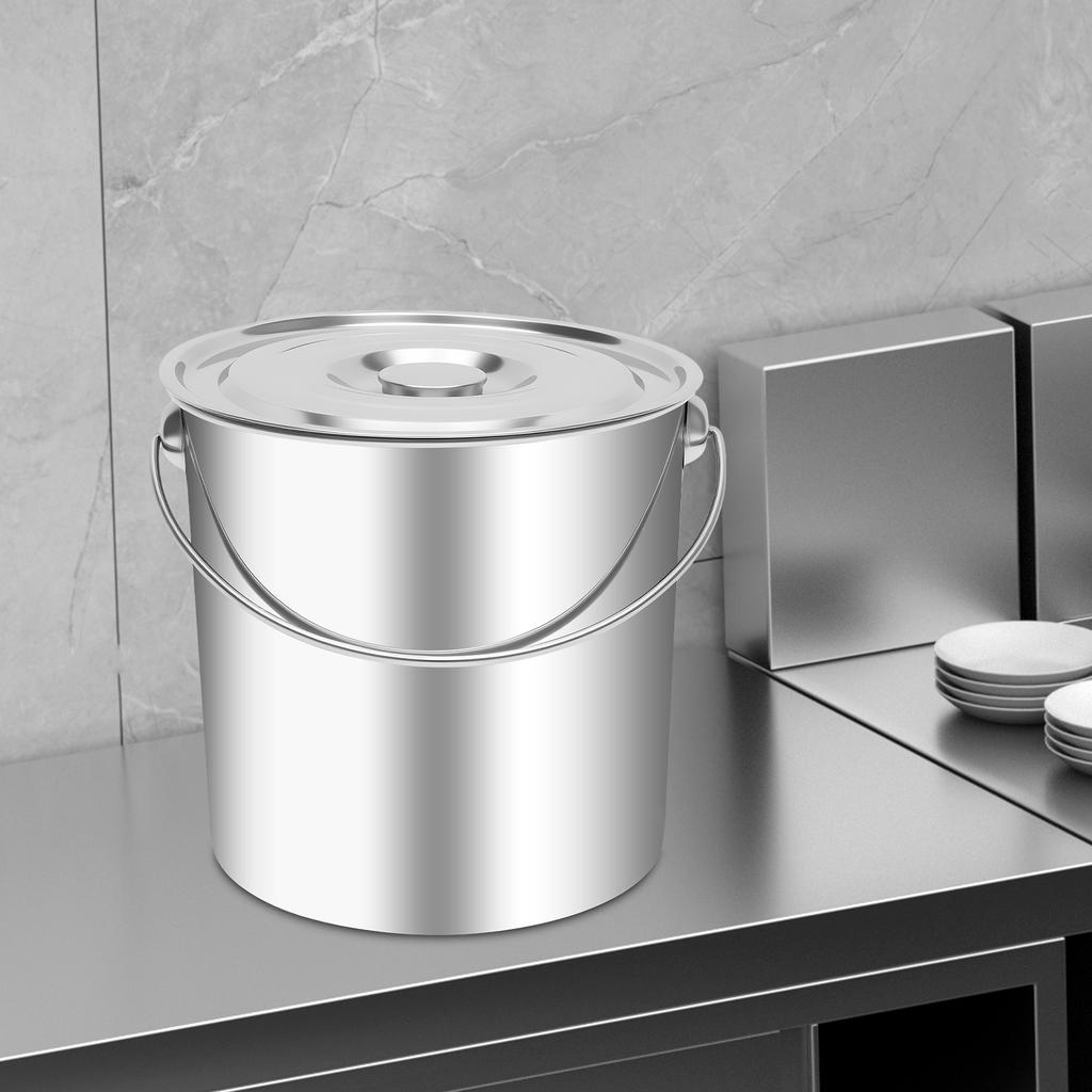 Balde de Aço Inoxidável de 20L com Tampa, Cooler Balde de Gelo para Bebidas, Festa, Exterior, À Prova de Ferrugem, À Prova de Vazamento, Recipiente Isolado