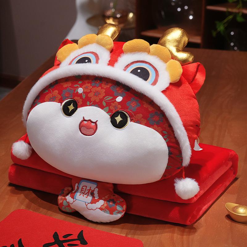 Year of The Snake Pillow Blanket All-in-one Doll Doll National Fashion Lion Awakening Sofa Pillow Quilt Second Use Autumn and Winter Car Cushion
