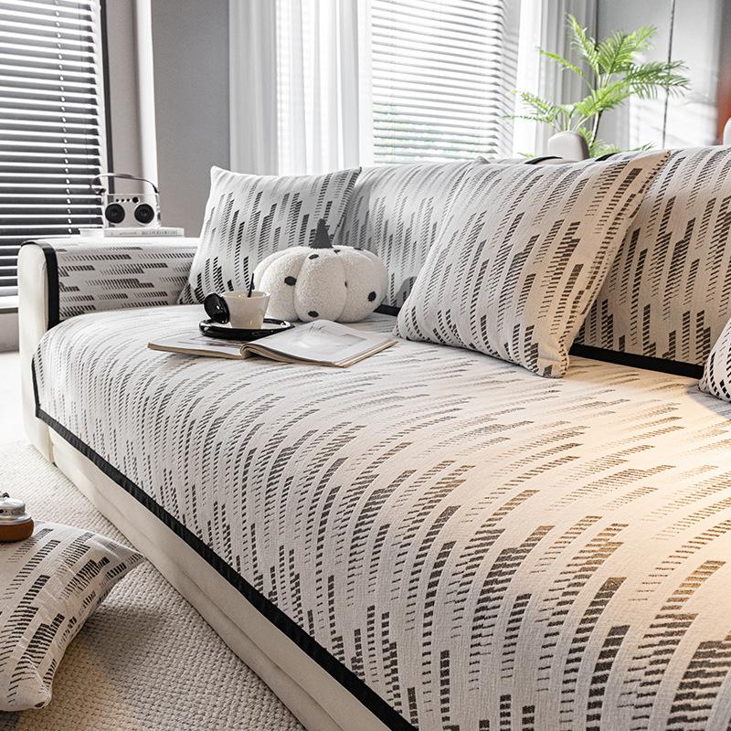 

Легкая роскошная подушка для дивана Four Seasons, универсальный нескользящий чехол для дивана, шенилл, черный, белый, тканый коврик для дивана, коврик для гостиной 70x70cm 1pcs