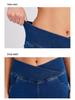 Women's High-Waisted Stretch Knit Denim Flare Pants with Pockets