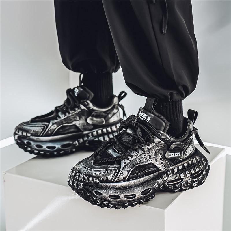 Men's Fashionable Thick-Soled Casual Sneakers - Autumn/Winter Height-Increasing Low-Top Sports Shoes