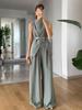 European & American Solid Color Sleeveless Top and High Waist Wide-Leg Pants Two-Piece Women's Set