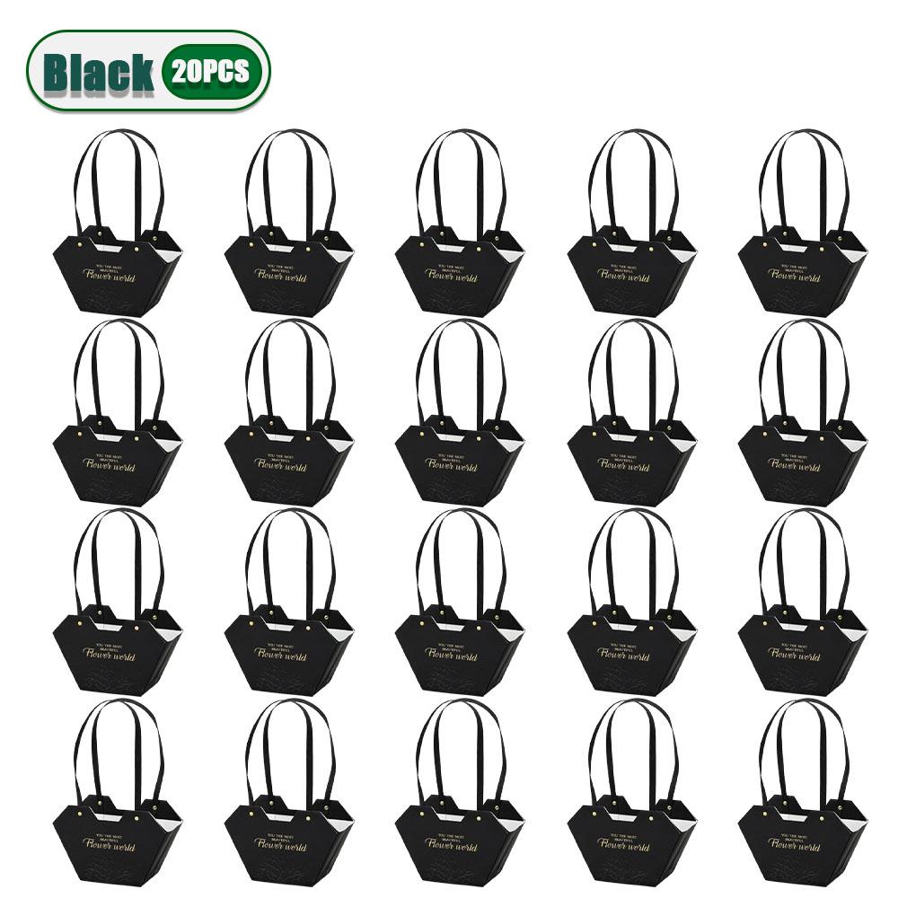 10-20PCS Valentine Flower Tote Bag Heart Design Waterproof Carrying Case Style Bouquet Ins Fashion Gift Packaging